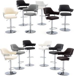 Taburete <span class=keywords><strong>de</strong></span> Bar Giratorio Moderno <span class=keywords><strong>de</strong></span> Piel Sintética PU, Ajustable, <span class=keywords><strong>para</strong></span> Desayuno, <span class=keywords><strong>Cocina</strong></span>, Bar, Hogar, Hotel, con Estructura Metálica, <span class=keywords><strong>para</strong></span> Comedor - Product Image 5