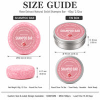 Shampooing solide floral à l'extrait de rose naturel, nourrissant le cuir chevelu, renforce les cheveux, sans sulfate, sans parabène, étiquette OEM, 60g