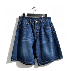 Shorts en jean baggy personnalisés pour hommes – Qualité supérieure, taille mi-haute, design délavé bleu, idéal pour l'été - Product Image 2