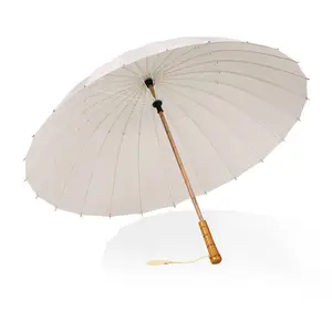 Guarda-chuva feito sob encomenda feito de fábrica chinesa 24k Guarda-chuva grande tamanho reto com alça de madeira guarda-chuva impermeável ao ar livre