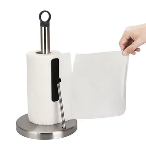 Black Stainless Steel Tissue Paper Roll Holder Stand Kitchen With Spring Wing