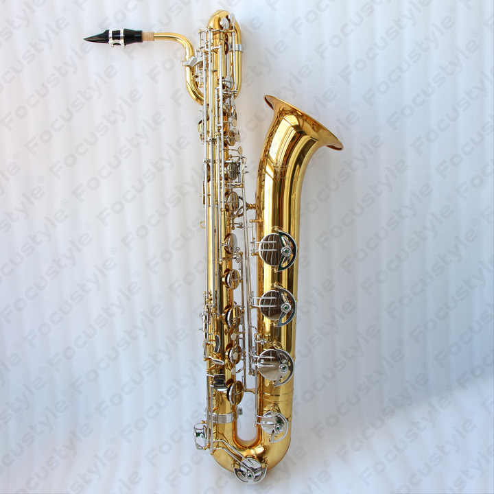 Gold Lacquered Body Nickel Plated Keys baritone saxophone