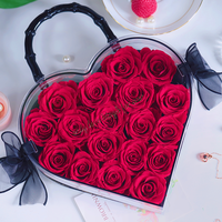Nouvelle boîte à fleurs en forme de cœur avec roses éternelles, boîte en acrylique pour la Saint-Valentin, Thanksgiving, Noël, cadeaux