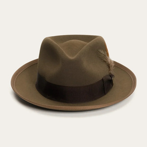 Otoño Invierno Fedora Sombrero <span class=keywords><strong>de</strong></span> hombre Ala corta Moda Jazz Plain Venta al por mayor <span class=keywords><strong>Sombreros</strong></span> Fedora suaves para caballeros con plumas - Product Image 3