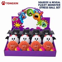TONGXIN Balle Monstre Pelucheuse Personnalisée à Presser avec Perles d'Eau à l'Intérieur, Jouet Sensoriel Anti-Stress à Collectionner, Cadeau OEM