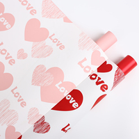Papier d'emballage en gros pour bouquets de fleurs, motifs cœurs romantiques et lettres d'amour, pour la Saint-Valentin, fournitures pour fleuristes