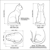 Escultura de Gato en Acero Inoxidable Pulido Espejo, Estilo Contemporáneo, Estatua de Gato Metálica Personalizada para Patio de Villa o Plaza