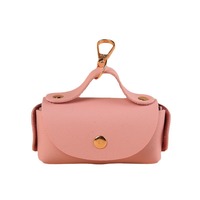 Distributeur de sacs à déjections canines en cuir de luxe, portable et élégant pour les voyages