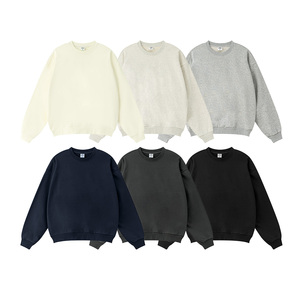 Haute qualité 360GSM tissu éponge <span class=keywords><strong>français</strong></span> sweat à col rond 100% coton Logo personnalisé surdimensionné longue vente en gros blanc pour l'hiver - Product Image 1