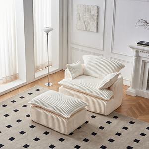 <b>Modern</b> Modular Upholstered Square <b>Sofa</b> Ottoman Durable Fabric One Seat Sponge Cushion Back Armless Bedroom Apartment Living - Product Image 1