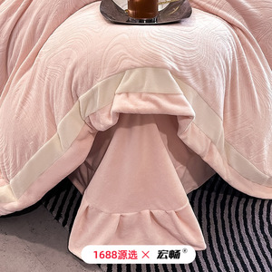 Milk Fleece Four-Piece <b>Bedding</b> <b>Set</b> Double-Sided Warm Winter Solid Color Simple Style - Product Image 4
