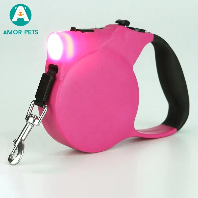 Dog leash manufacturer wholesale automatic retractable dog leash with led light illuminating dog leash