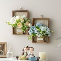 Kunstbloemen wanddecoratie set in landelijke stijl, Scandinavisch houten frame, hangende bloemendecoratie voor woonkamer en huisdecoratie