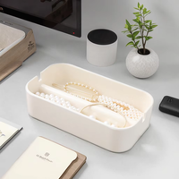 Boîte à cotons démaquillants rectangulaire biodégradable à 2 niveaux en bambou avec couvercle et séparateur, écologique, zéro déchet, sans plastique, pour le bureau