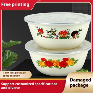 Bol <span class=keywords><strong>en</strong></span> émail classique à l'ancienne grand couvercle de bassin nostalgique pour la cuisine lavabo ménager <span class=keywords><strong>en</strong></span> métal épaissi pour la soupe aux légumes - Product Image 5