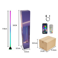 Lampe d'ambiance d'angle LED RGB en PVC, contrôlée par application, alimentée par USB, sur pied, pour meubles et chambres