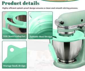 Accessoires et pièces détachées pour batteur, <span class=keywords><strong>couvercle</strong></span> anti-éclaboussures en silicone, fournitures de pâtisserie pour la cuisine, compatible avec les modèles à <span class=keywords><strong>bol</strong></span> relevable, outil de pâtisserie - Product Image 2