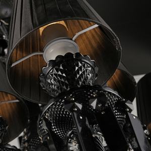 European Luxury K9 <b>Crystal</b> Chandelier French Candle Design Black Fabric Shades for Hotel Wedding Decorations - Product Image 5