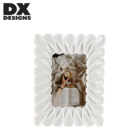 Bingkai Foto Resin Kelopak Bunga 3D DX Designs Cream 4x6 5x7 8x10 Inch, Bingkai Gambar Estetika Modern untuk Pajangan Meja