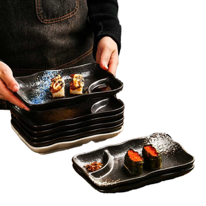 Plat rectangulaire en céramique pour raviolis, en grès durable, pour sashimi, sushi, assiette à vinaigre écologique, planche à découper - Product Image 1