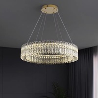 Lustre moderne de luxe en cristal, anneaux ronds, luminaires LED, décoration de maison
