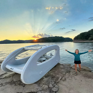 Catamaran gonflable <span class=keywords><strong>à</strong></span> deux étages, petit yacht portable, pliable, pour 6 personnes, bateau gonflable pour la pêche/les jeux aquatiques - Product Image 4