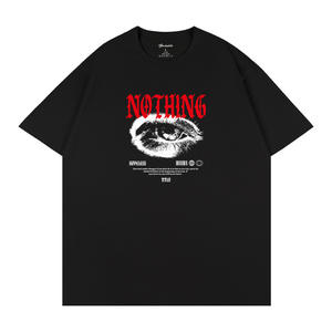 Nothing Eye Print T-shirt noir à manches courtes 100% coton respirant pour hommes Q130 - Product Image 1