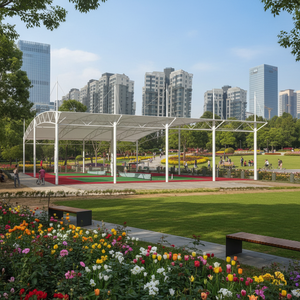 خيمة رياضية مخصصة ذات هيكل غشائي متعدد الأضلاع مقاومة للرياح مصنوعة من البي في سي للمناسبات الكبيرة مثل ملاعب كرة القدم والتنس - Product Image 2