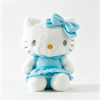 Jouets en peluche personnalisés en gros d'usine, Poupée Hello Kitty Anime bleue à volants en dentelle, 8 pouces, douce et moelleuse, pour jeux d'arcade
