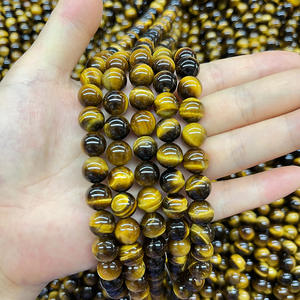 Toptan kaplan gözü taş boncuk doğal kahverengi kaplan taş boncuk takı yapımı için - Product Image 1