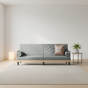 Divano Letto in Poliestere Grigio Chiaro con Telaio in Compensato, 3 Posti, Arredamento Minimalista per Soggiorno D0100H791D6 - Product Image 2