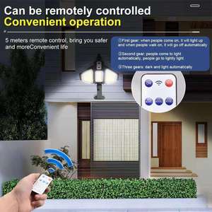 Tri-Sided 270 °   Lampe murale solaire LED, lampe solaire extérieure avec capteur de mouvement PIR, panneau solaire détachable, étanche IP65, sécurité - Product Image 6