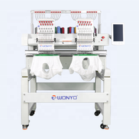 Wonyo machine à broder industrielle informatisée à deux têtes 12 aiguilles 3D pour chapeau/t-shirt/chaussures