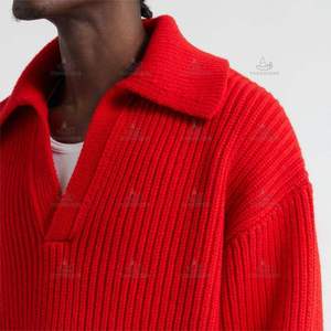 Pulls en cachemire pour hommes, tricotage sur mesure, épaules tombantes, tricot épais en <span class=keywords><strong>laine</strong></span> et cachemire, col polo, pull en fil pour hommes - Product Image 2