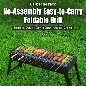 Portable Folding Charcoal Bbq <strong>Grill</strong> Collapsible <strong>Tabletop</strong> Iron Stove With Built-in Tool Box for Outdoor <strong>Camping</strong> Picnic - Product Image 2
