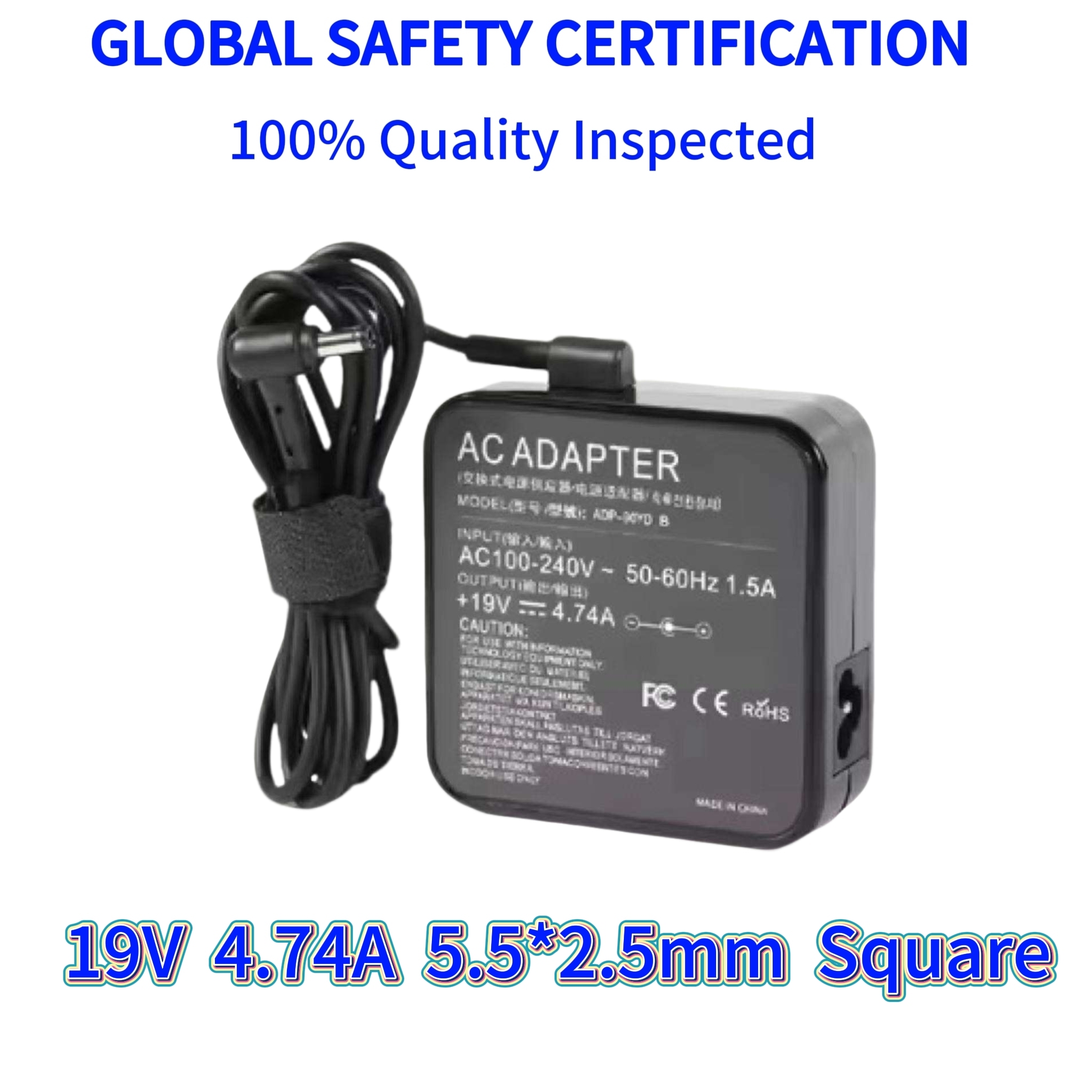 Square black 19V 4.74A 5.5*2.5mm