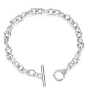 Pulsera de Cadena Cruzada de Acero Inoxidable de 17, 18, 19, 20, 21 cm con Cierre OT para Mujer - Product Image 1