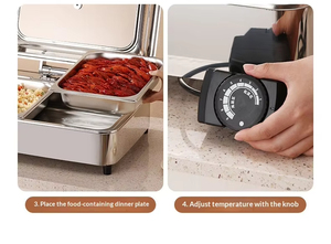 Otros Suministros para Hoteles y Restaurantes, Recipiente para Calentar <span class=keywords><strong>Comida</strong></span> de Acero Inoxidable, Calentador de <span class=keywords><strong>Comida</strong></span> Hidráulico para Buffet con Tapa de Vidrio para Bodas - Product Image 3