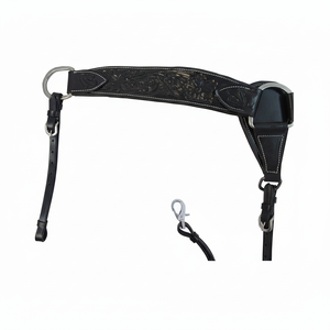 New Design Western Tooled Leather Dressage Saddle <b>Black</b> Breast Collar for <b>Roping</b> Barrel Racing Trail Riding English Tack Collar - Product Image 1