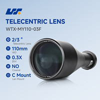 WTX Lensa Telecentric C-mount Industri dengan Distorsi Rendah 2/3" WD 110mm Pembesaran 0.3X untuk Inspeksi Visi Mesin.