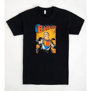 Camiseta Barb-Hero Negra con Diseño Gráfico de Superhéroe Unisex Talla Adulto - Product Image 1