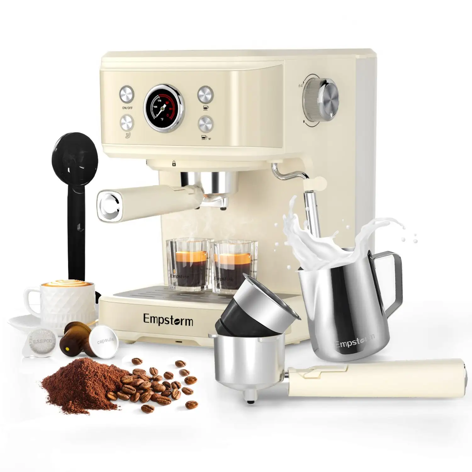 2024 Empstorm, розничная и оптовая продажа, разного дизайна, Полуавтоматическая электрическая кофемашина для приготовления эспрессо 120v220v для офисного использования