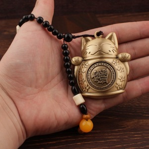 Colgante de Gato de la Suerte de Latón Ruilang, Amuleto Metálico Estilo Chino con Cuerda para Decoración o Regalo - Product Image 3