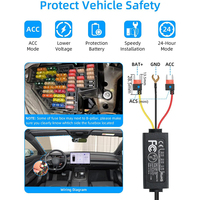 Câble d'alimentation OBD2 pour caméra embarquée 12V/24V vers 5V 3A, kit de câblage direct avec 3 réglages LVP, accessoires pour caméra de voiture