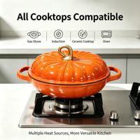 Cocotte en fonte émaillée Pumpkin 3,36 L, type Dutch Oven, pour fruits de mer, marmite de cuisson multifonction