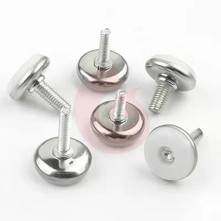 Niveladores de pie ajustables de Metal, Base OEM de acero inoxidable para muebles, acepta almohadilla de Material, tipo de perno de origen