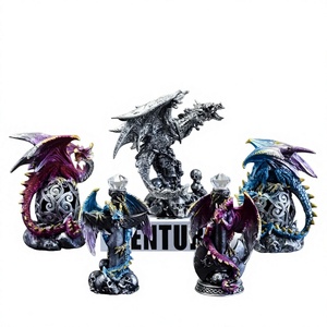 Großhandel Harz-Drachenfigur Handbemalte Fantasy-Skulptur Totenkopf-Thron-Statue Halloween Heimdekoration Geschenk - Product Image 2