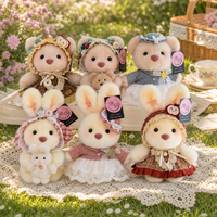 Ours en peluche super doux avec bonnet en dentelle et robe vintage, boîte cadeau anti-stress pour enfants