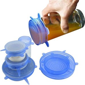 6 pièces de couvercles alimentaires réutilisables en silicone pour la conservation des aliments frais, couvercles hermétiques en silicone, couvercles extensibles sous vide, emballages alimentaires - Product Image 5