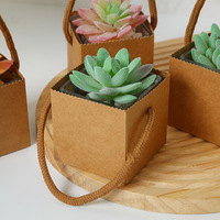 Boîte à fleurs en pot simple et étanche en papier Kraft à main carré succulent Mini plante verte Boîte à fleurs réutilisable